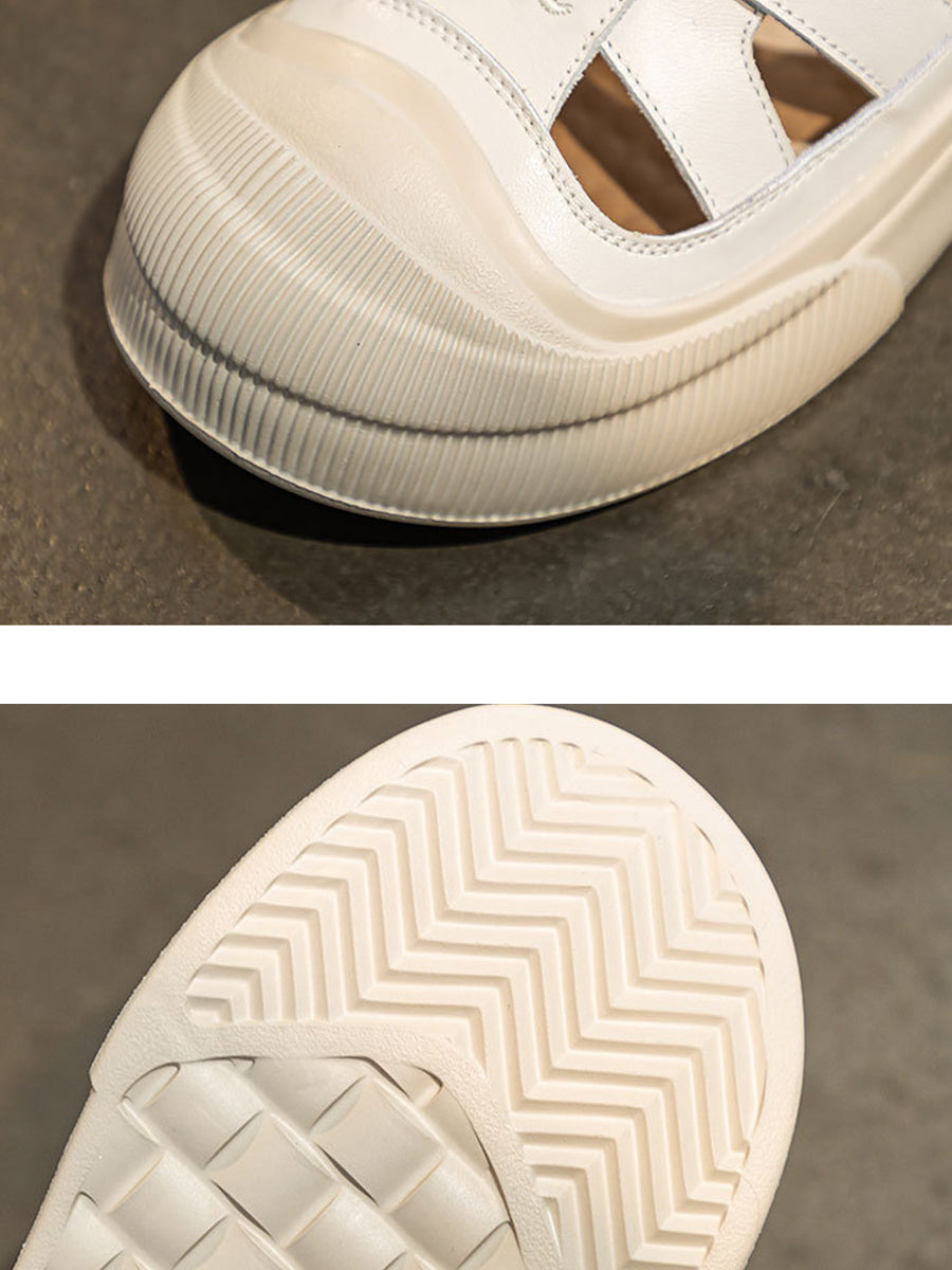 Casual Summer Leather Spliced Cutout Sandal Shoes