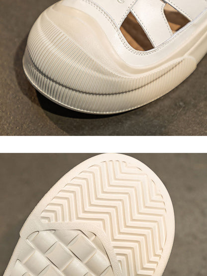 Casual Summer Leather Spliced Cutout Sandal Shoes
