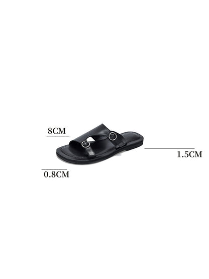 Women's Casual Soft Leather Flat Slippers