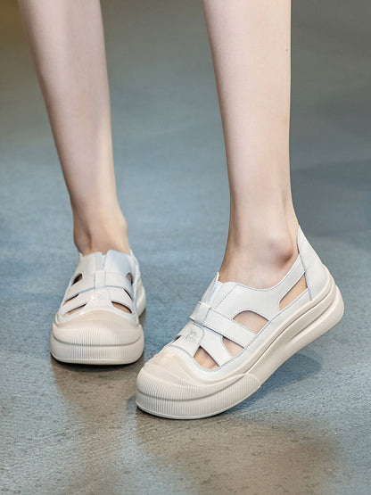 Casual Summer Leather Spliced Cutout Sandal Shoes
