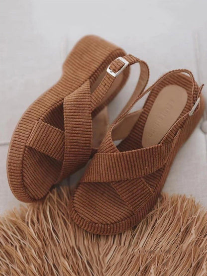 Suede Platform Wedge Sandals