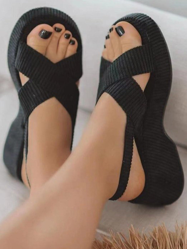 Suede Platform Wedge Sandals