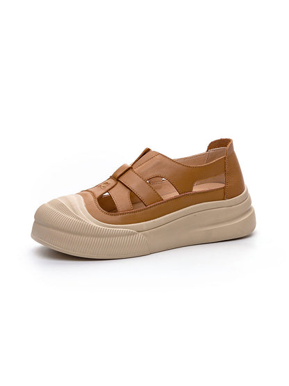 Casual Summer Leather Spliced Cutout Sandal Shoes