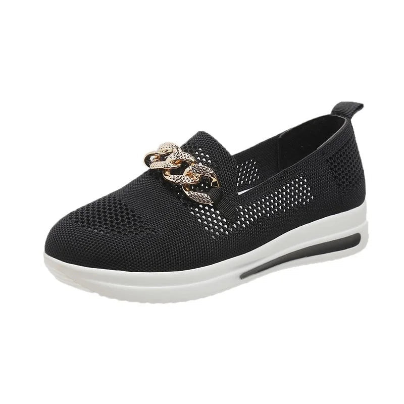 Women Chain Decor Breathable Sneakers