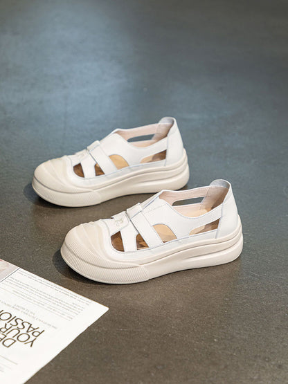 Casual Summer Leather Spliced Cutout Sandal Shoes