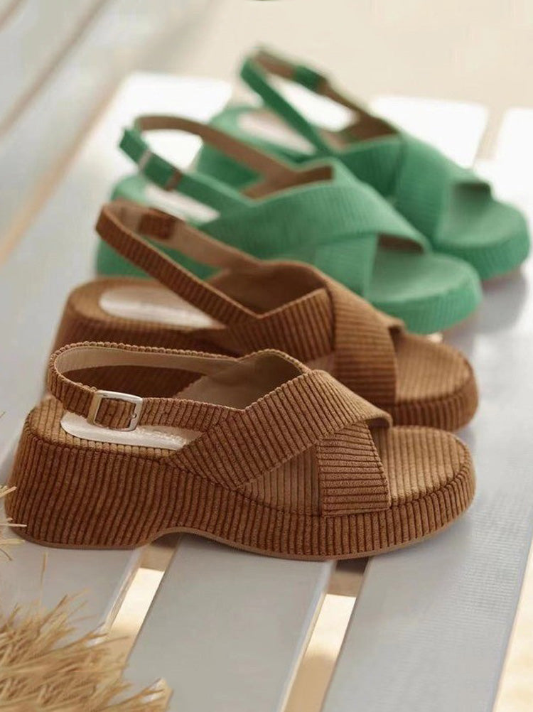 Suede Platform Wedge Sandals