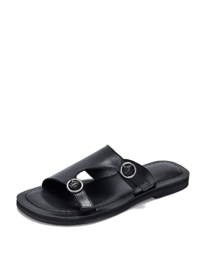 Women's Casual Soft Leather Flat Slippers