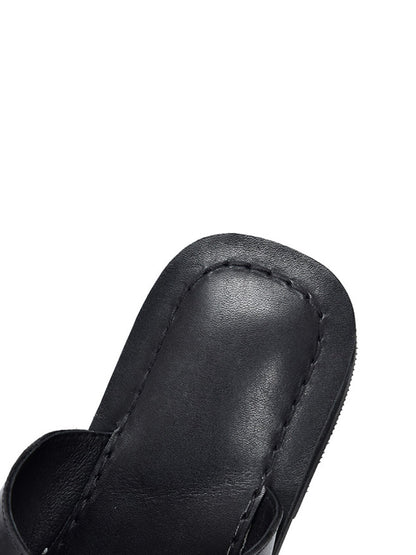 Women's Casual Soft Leather Flat Slippers