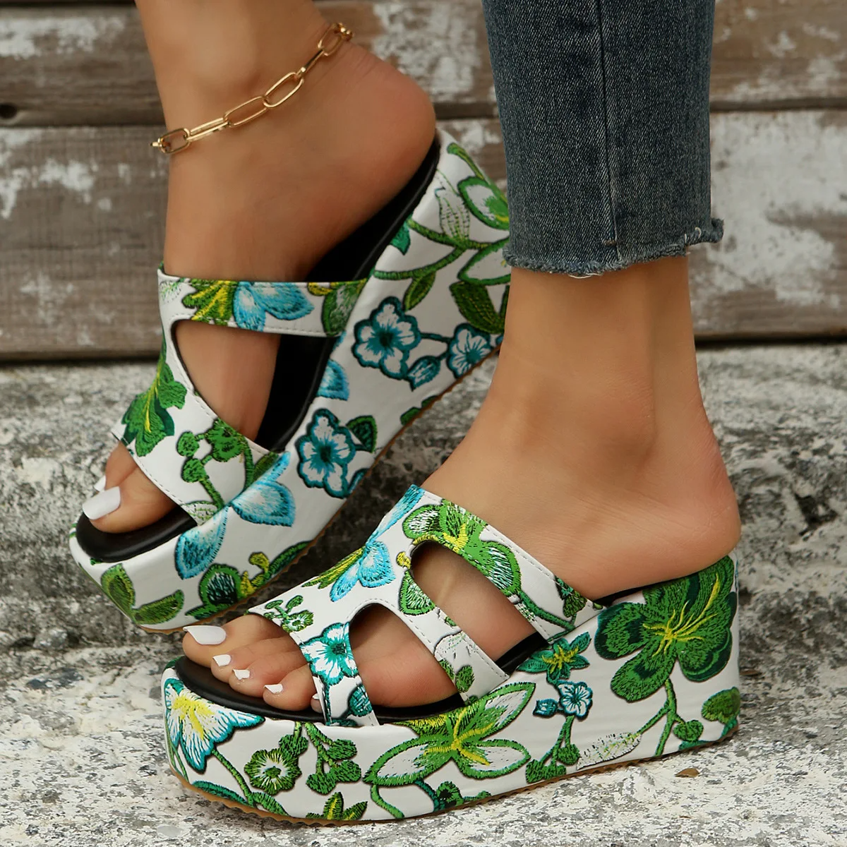 Summer Womens Floral Print Sandals