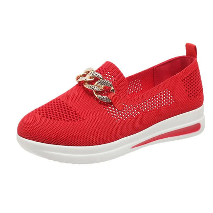 Women Chain Decor Breathable Sneakers
