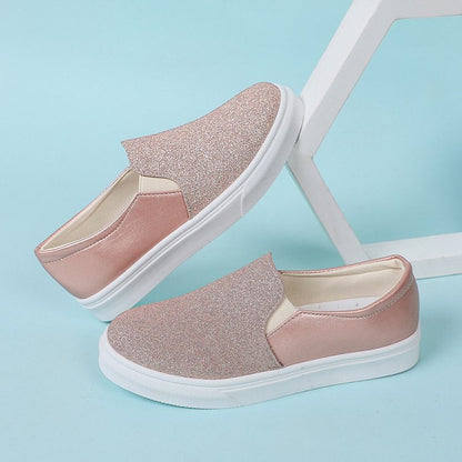 Round Toe Flat Shoes With Sequins Loafers