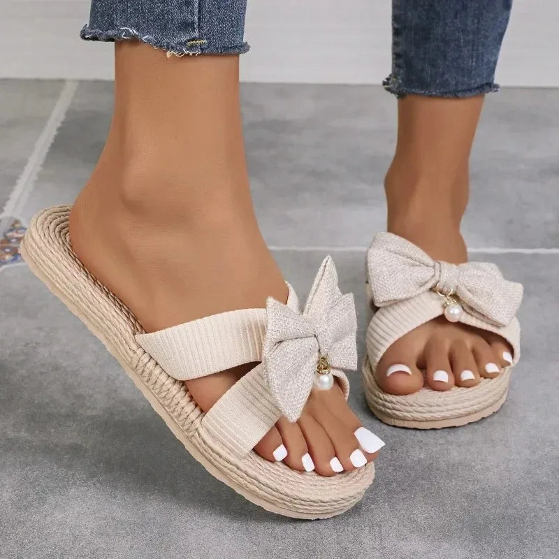 Summer New Trend Bow Detail Knot Wedge