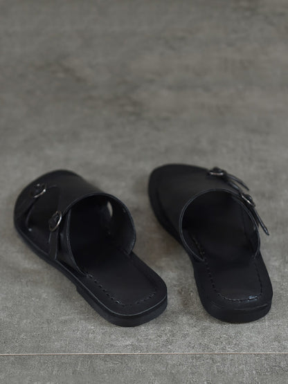 Women's Casual Soft Leather Flat Slippers