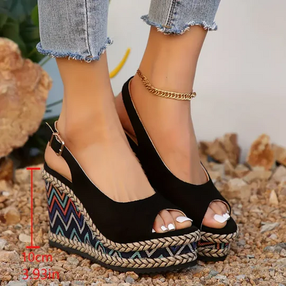 Women Buckle Strap Wedges Shoes
