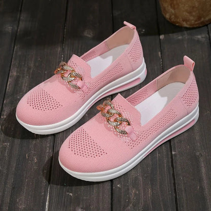 Women Chain Decor Breathable Sneakers