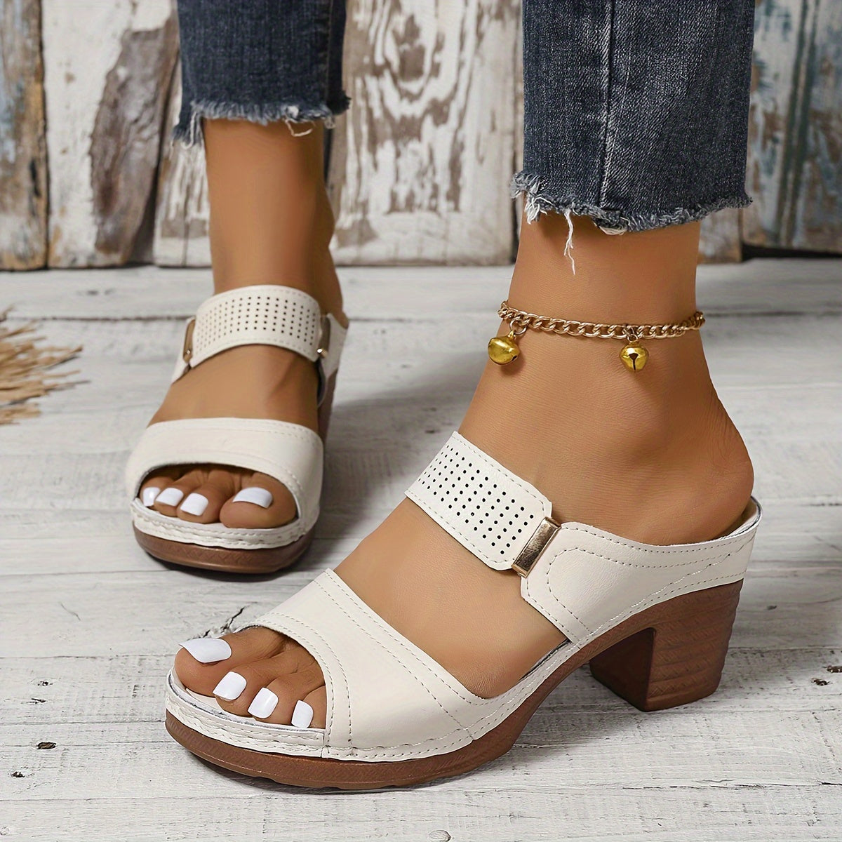 Faux Leather Block heel Sandals
