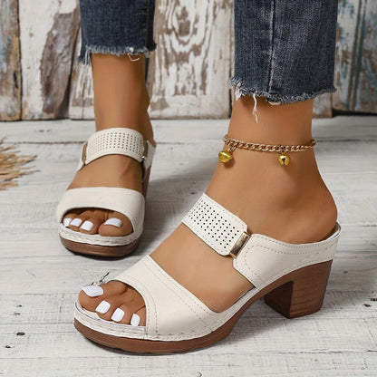 Faux Leather Block heel Sandals