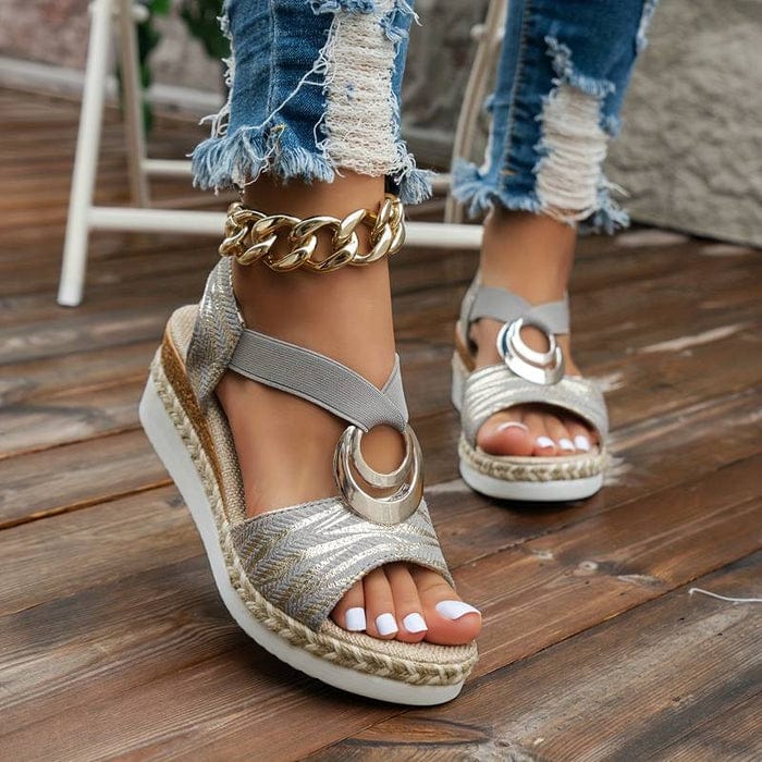 Buckle Design Platform Ankle Strap Casual Shoes