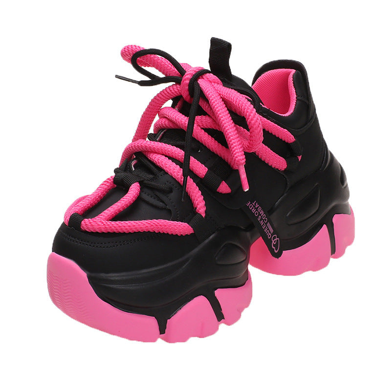 Large platform shoes with lace-up closure