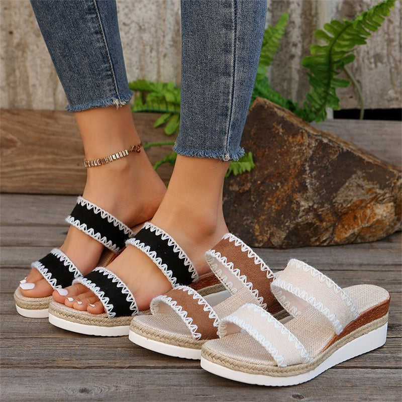 Hemp Rope Woven Wedge Sandals for Women