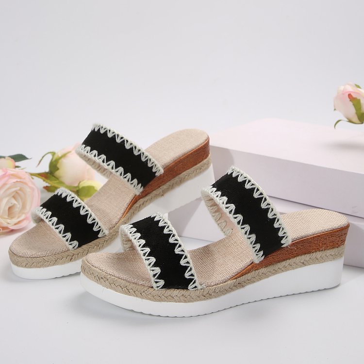Hemp Rope Woven Wedge Sandals for Women