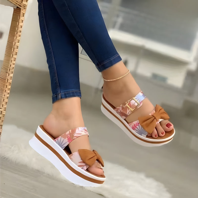 Women Fashion Bow Flats Platforms