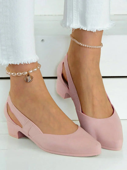 Waterproof Hollow Out Slip On Block Heel Shoes