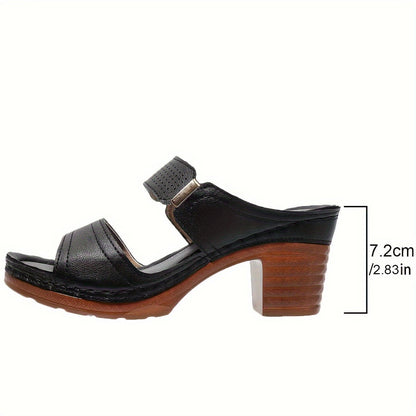 Faux Leather Block heel Sandals