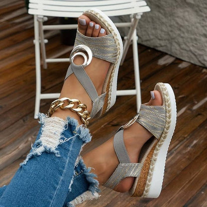 Buckle Design Platform Ankle Strap Casual Shoes