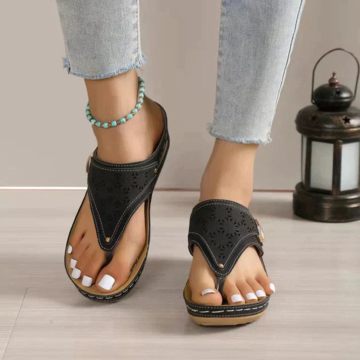 Premium synthetic leather sandals with foot support, orthopaedic for women