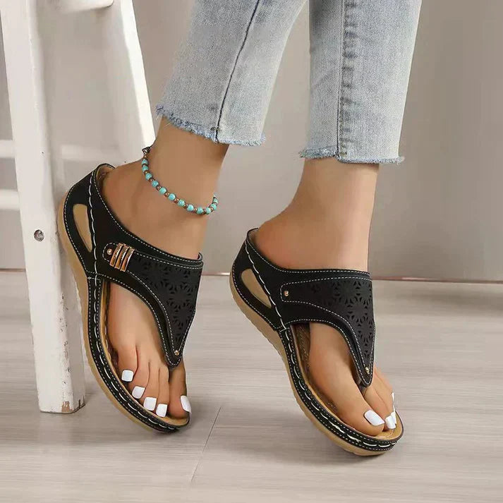 Premium synthetic leather sandals with foot support, orthopaedic for women
