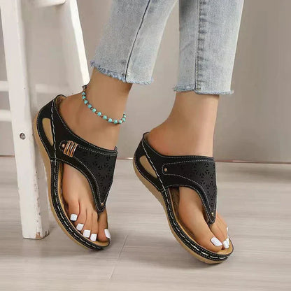 Premium synthetic leather sandals with foot support, orthopaedic for women