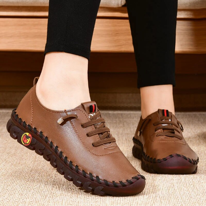 Women's leather soft bottom orthopaedic flat shoes