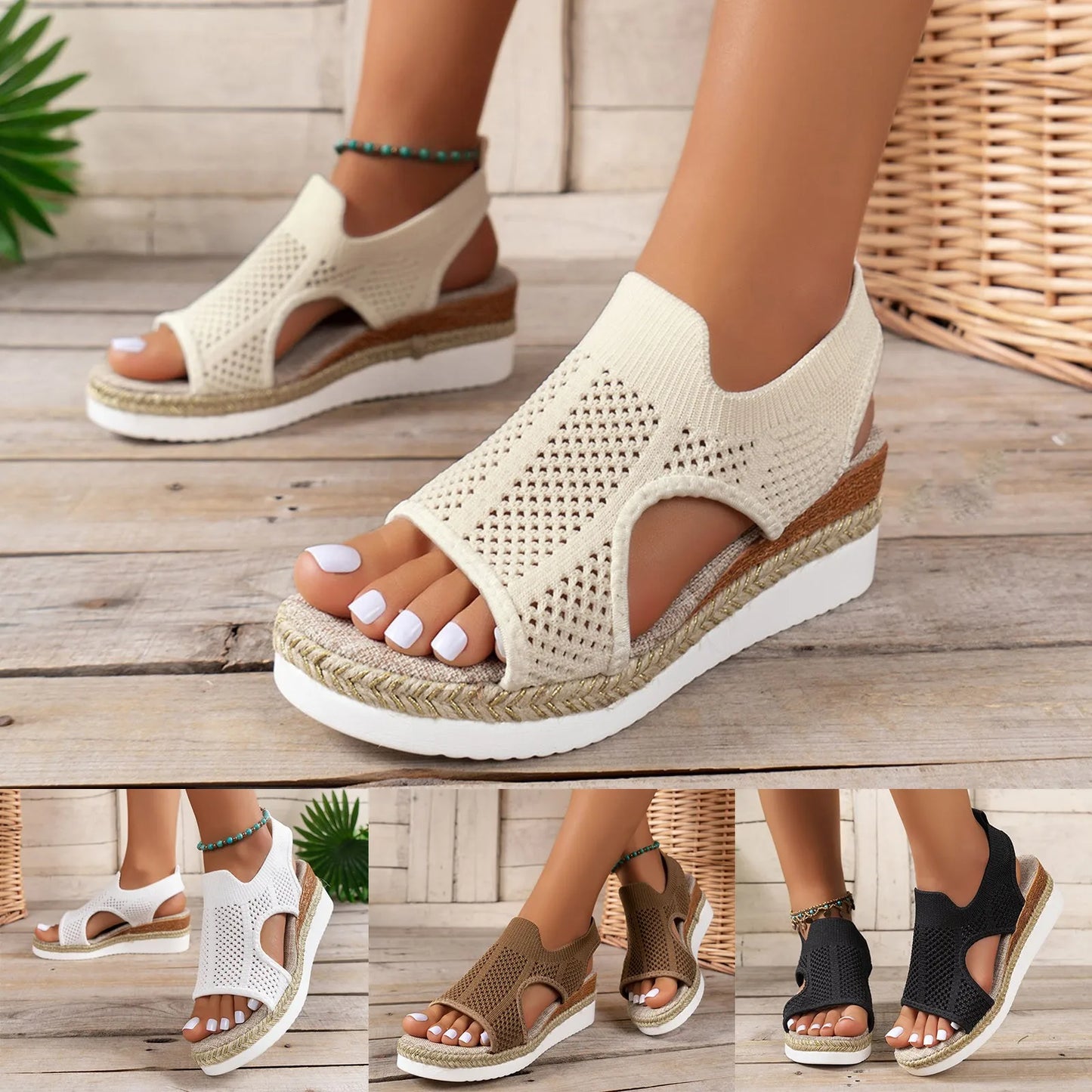 Women's Knitted Wedge Sandals