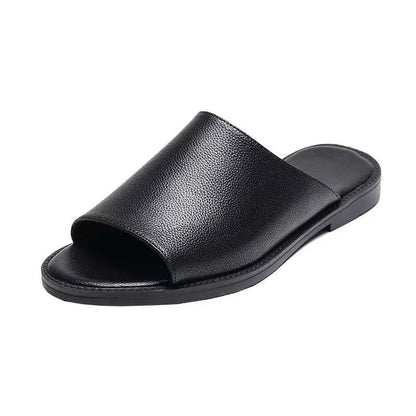 Men Leather Sandals Black Male Summer Shoes
