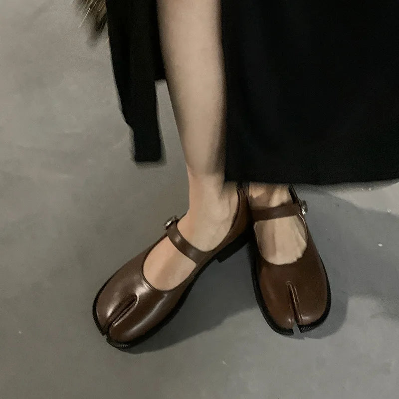 Split Toe True Leather Mary Janes