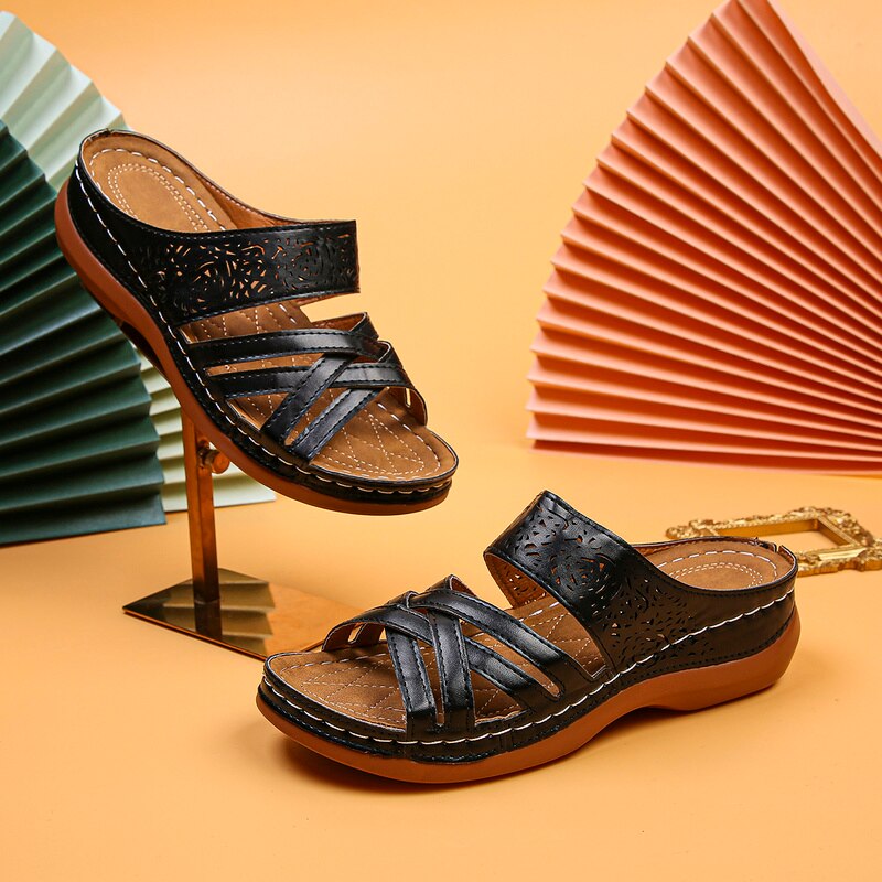 Women's wedge heel hollow design platform shoes