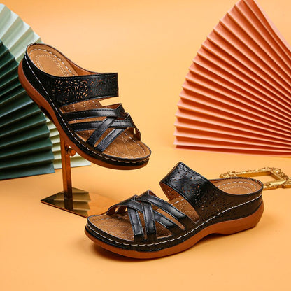 Women's wedge heel hollow design platform shoes