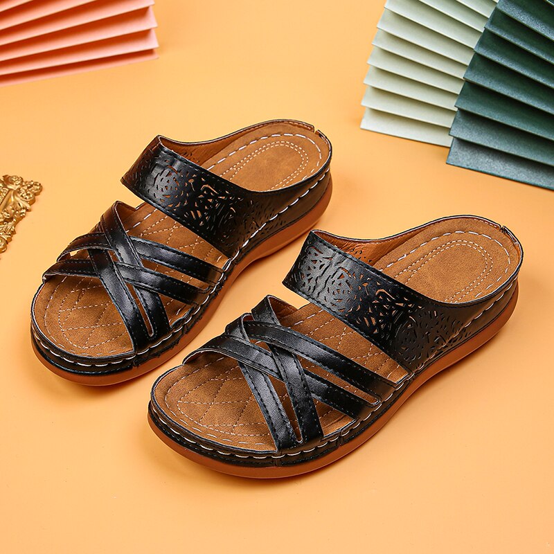 Women's wedge heel hollow design platform shoes
