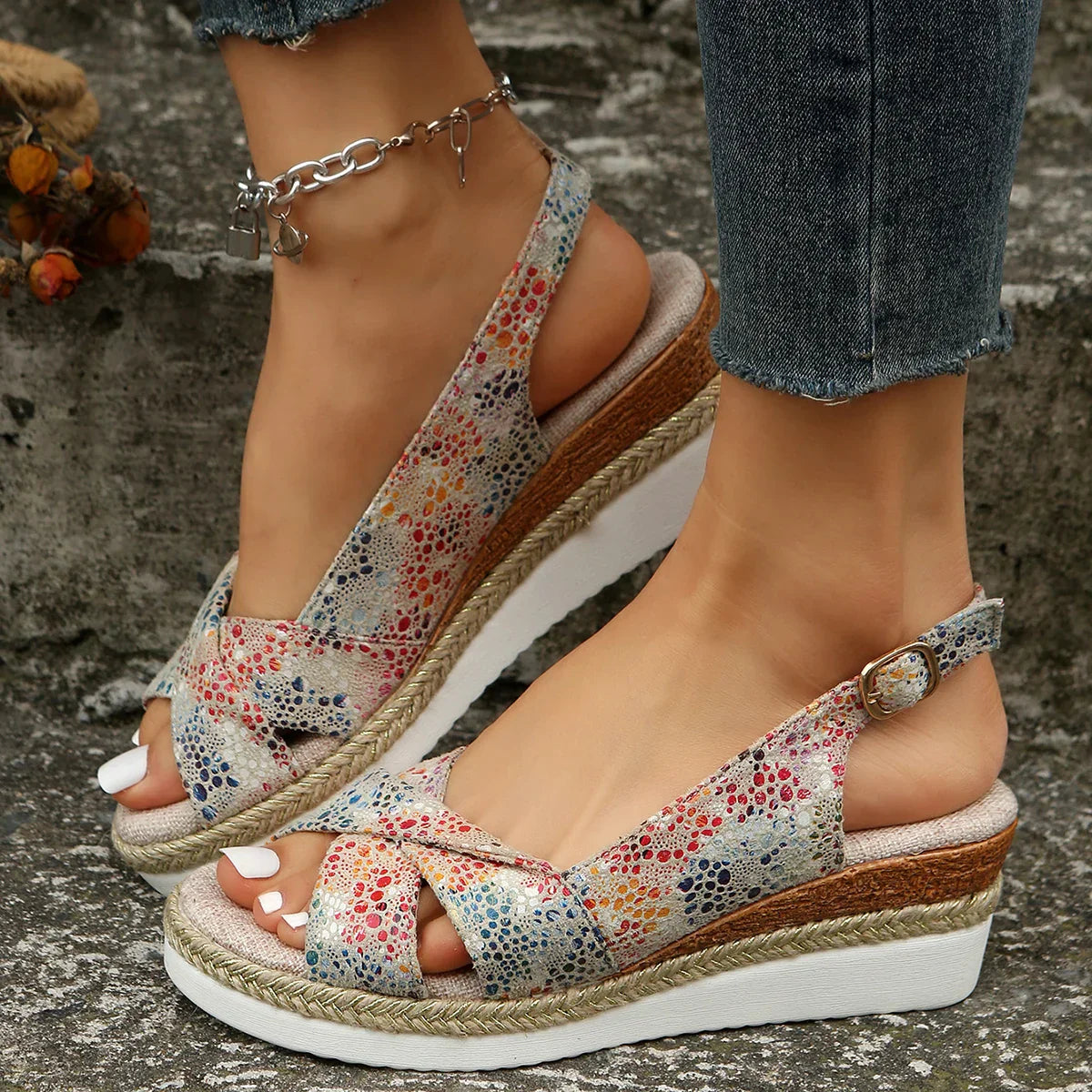 Fashion Peep Toe Wedge Sandals