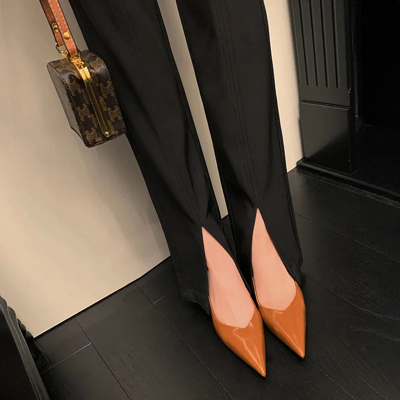 High Quality Leather Elegant Pointed High Heel Pumps