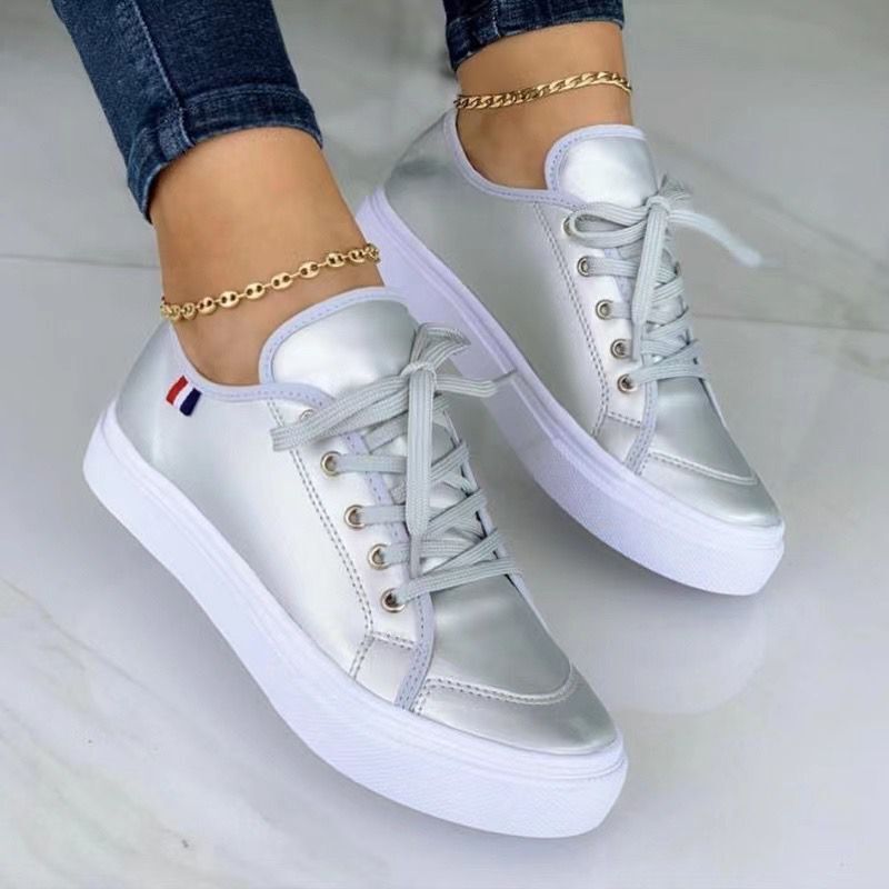 Women round toe platform casual rubber shoes