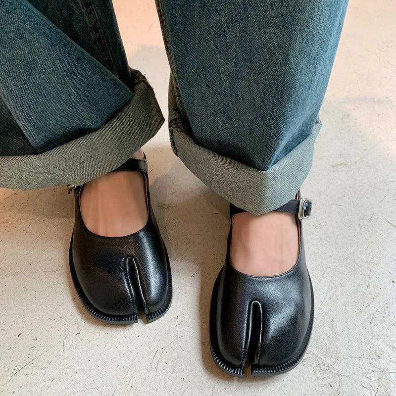 Split Toe True Leather Mary Janes