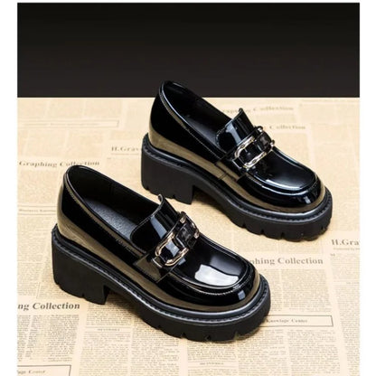 Chunky Heel Loafer Shoes