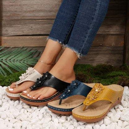Women with arch support Casual Summer Solid Wide Navy Sandals
