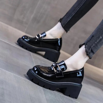 Chunky Heel Loafer Shoes