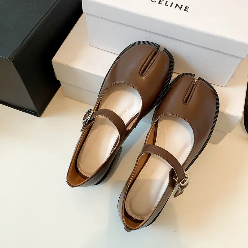 Split Toe True Leather Mary Janes