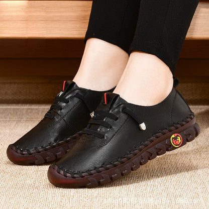 Women's leather soft bottom orthopaedic flat shoes