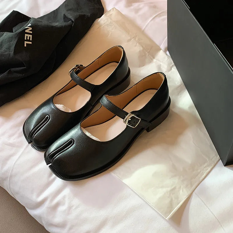 Split Toe True Leather Mary Janes