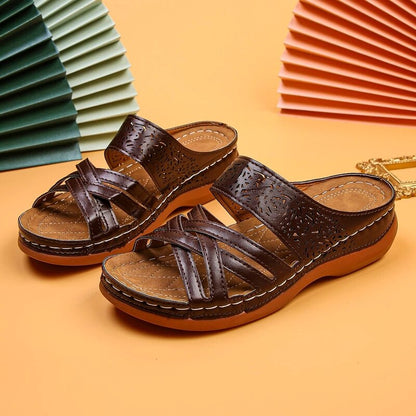 Women's wedge heel hollow design platform shoes